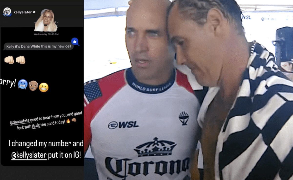 Hilarity as Kelly Slater posts UFC king Dana White’s personal cell number to his 3.3 million fans