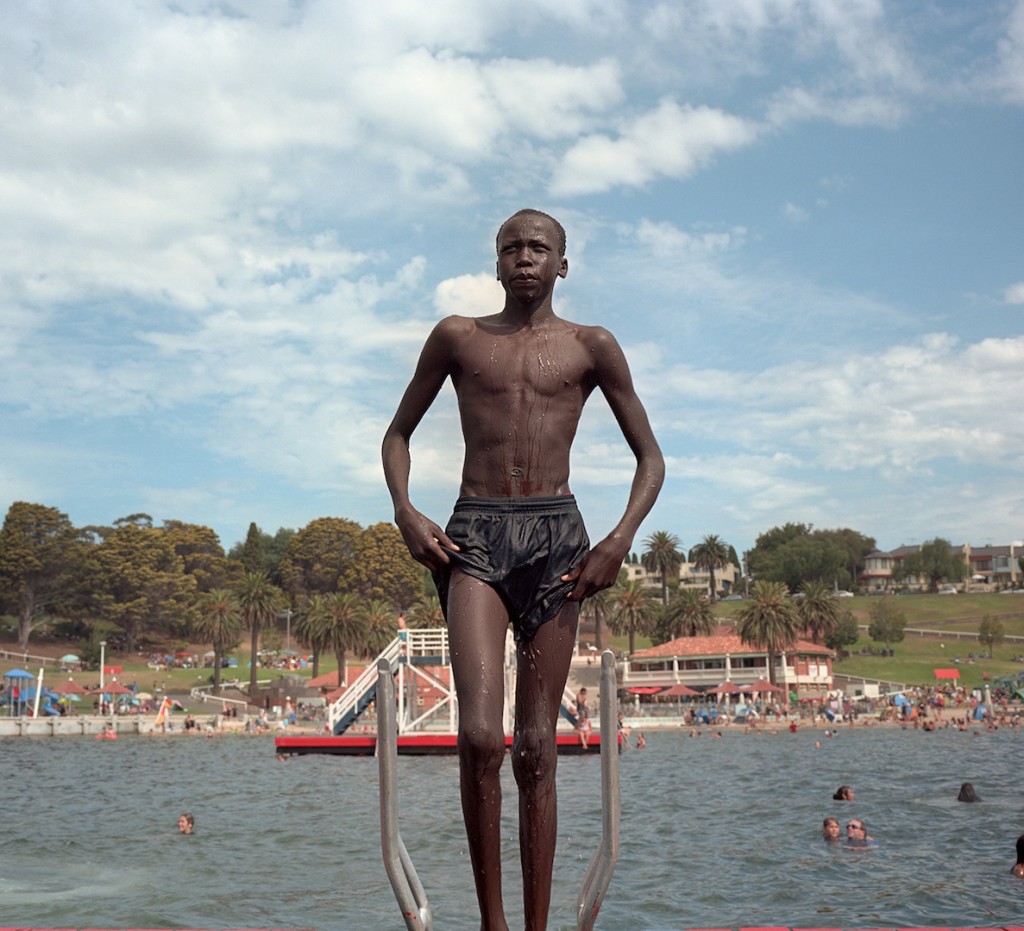 African-Australian boy at Eastern Beach Geelong.