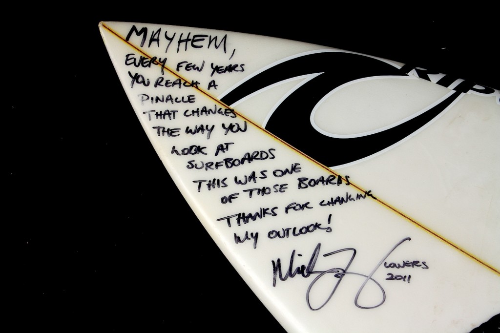 Mick Fanning's Matt Biolos-shaped surfboard