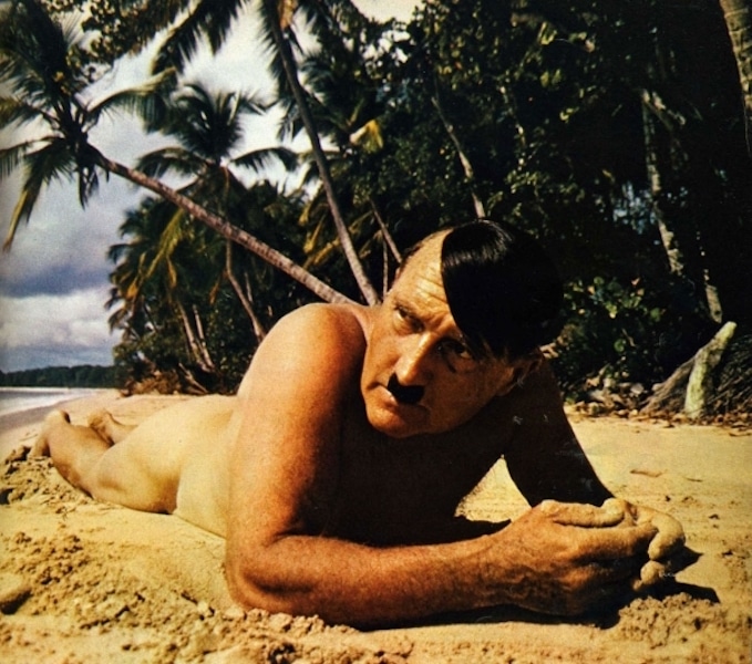Mr. Hitler bronzing his buns after three hours of making an ass out of himself in the lineup.