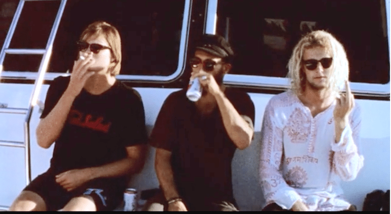 Noa Deane as Kurt Cobain, Dion Agius as Jimi Henrix and Creed as Morrison.