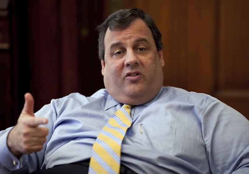 Governor of New Jersey Chris Christie seen here being overly aggressive and belligerent.