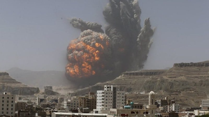 A Saudi bomb explodes in Sana'a. Of all the cities I've ever been to in this world, Sana'a is one of the most magical. See the image below for its pre-war glory. It was like a storybook. And it is disappearing, brick by brick, every day.