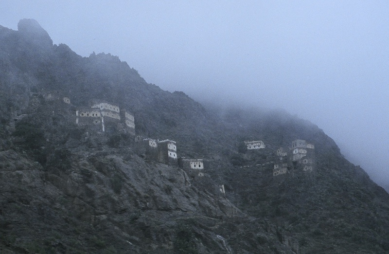 Hillside homes on the drive from Sana'a to Aden.