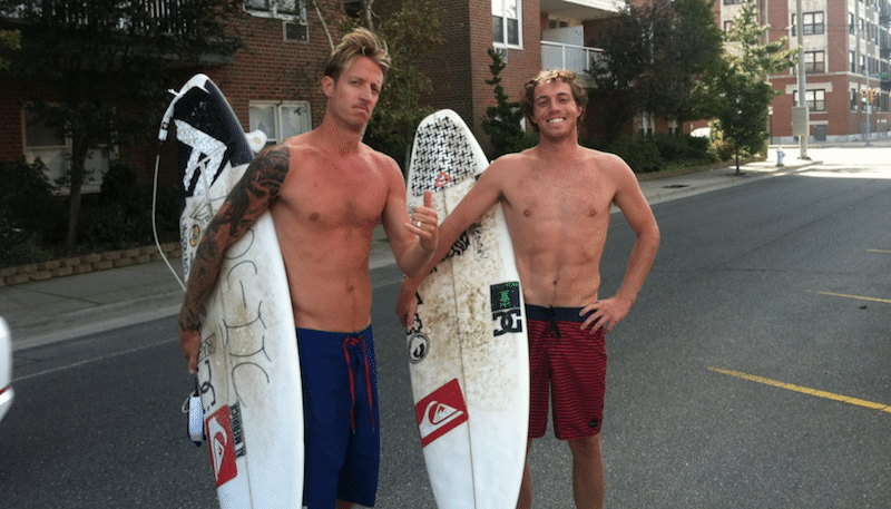 Chas Smith (left) and Taylor Paul (right) and Balaram Stack's boards and trunks.