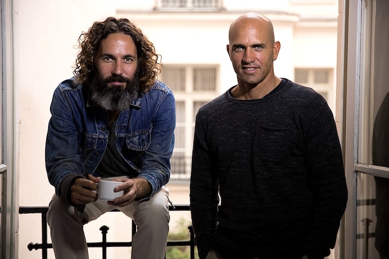 John Moore (left) and Kelly Slater and the look of victory.