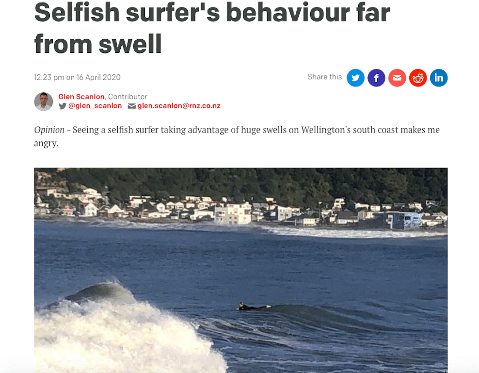 New Zealand surfer (pictured) giving an entire nation Coronavirus and killing millions.