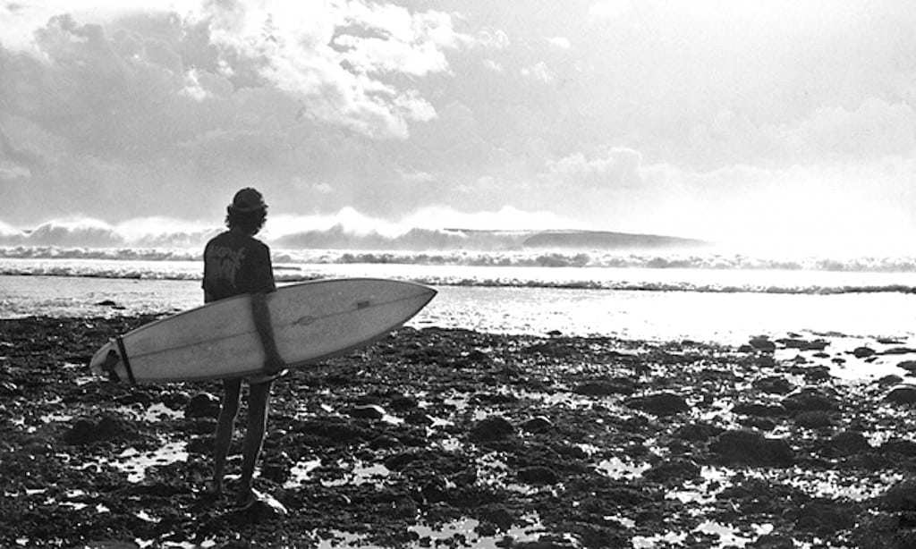 Bill Finnegan at G-Land in the seventies. The waves "looked incredible – long, long, long, fast, empty lefts, six feet on the smaller days, eight-feet plus when the swell pulsed… " | Photo: William Finnegan/Barbarian Days: a Surfing Life.