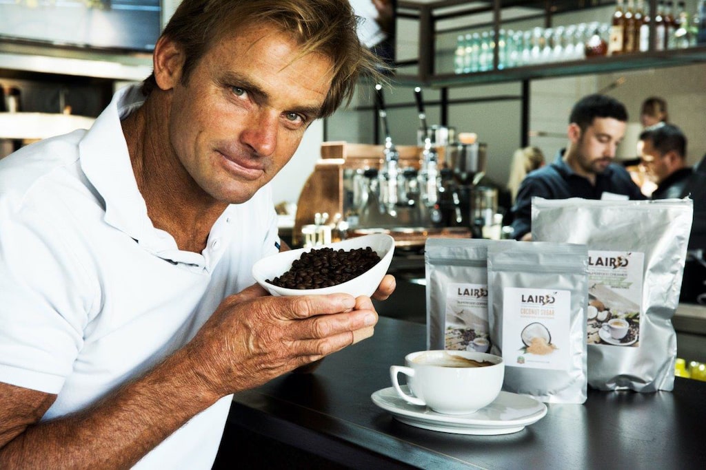 Laird Hamilton (pictured) with coffee beans.