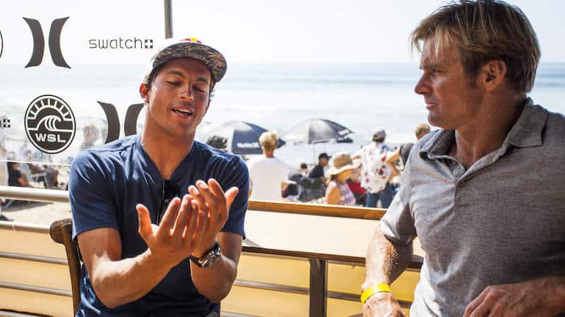 Also world's greatest surfer Kai Lenny(left) demonstrates to Hamilton (right) how Kelly Slater's watch is superior.