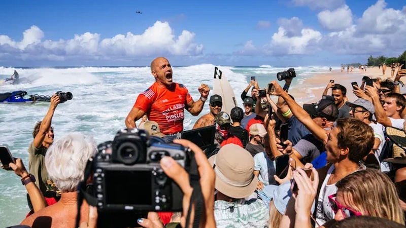 Slater (pictured) on top of the world at the start of last year. Lined up for the gulag this one. Photo: WSL