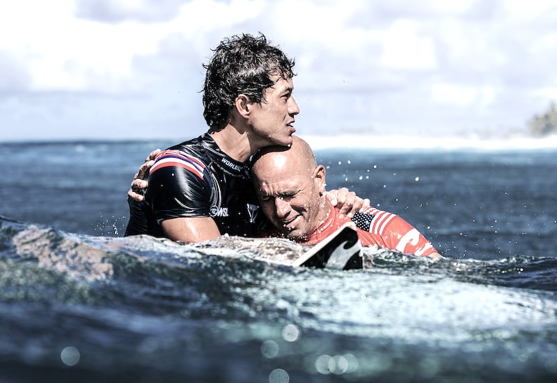 Slater (pictured) being comforted. Photo: WSL
