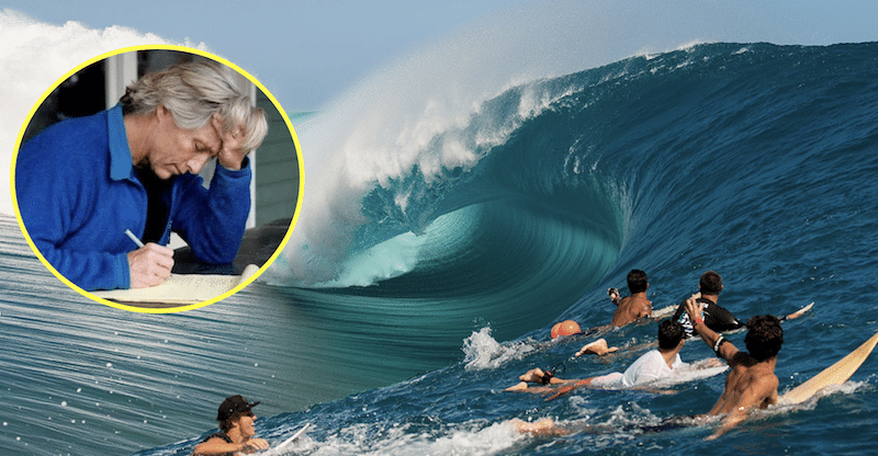 Sam George (insert) instructing surfers how to be non-racist.