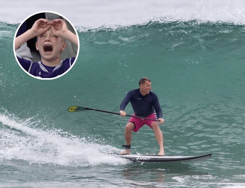 Stand-up paddleboarder (pictured) molesting a child. Photo: Instagram