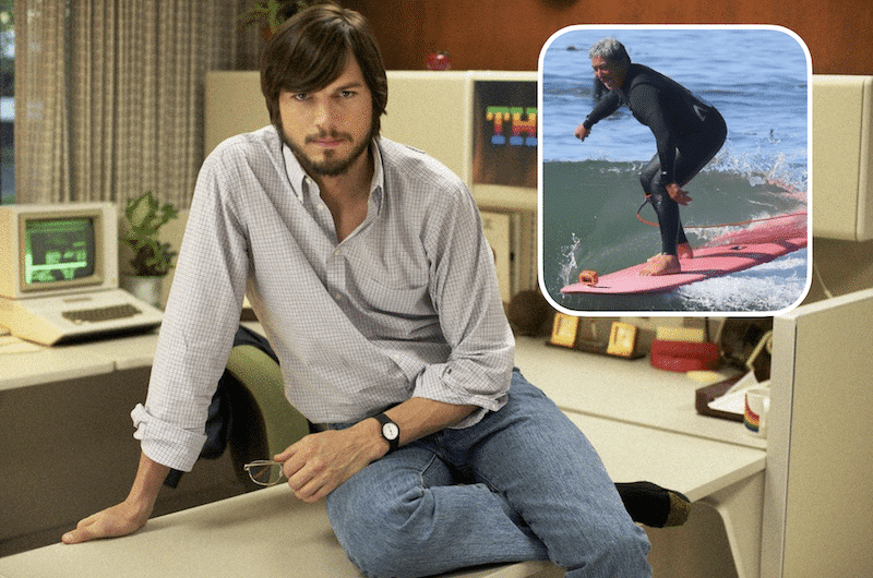 Guy Kawasaki (insert) and former boss Steve Jobs as envisioned by Ashton Kutcher. Photo: Jobs