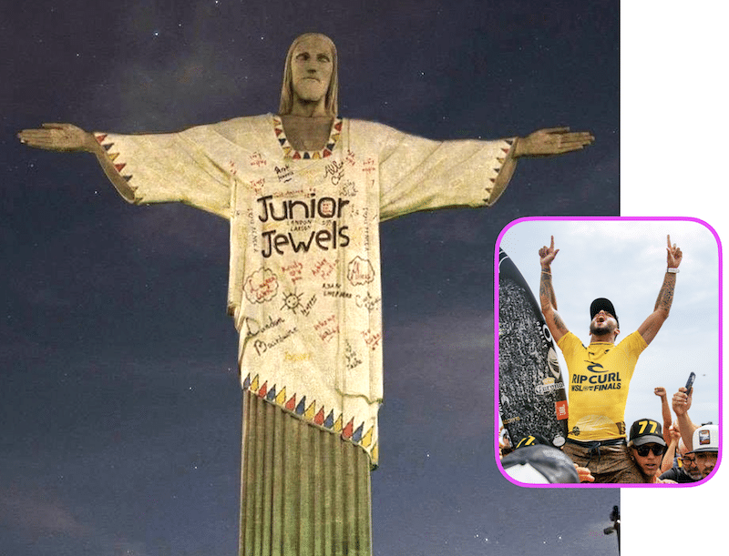 Christ the Redeemer in Taylor Swift thanks to Brazilian surf fans. Photo: @taylorswiftfansbrazil