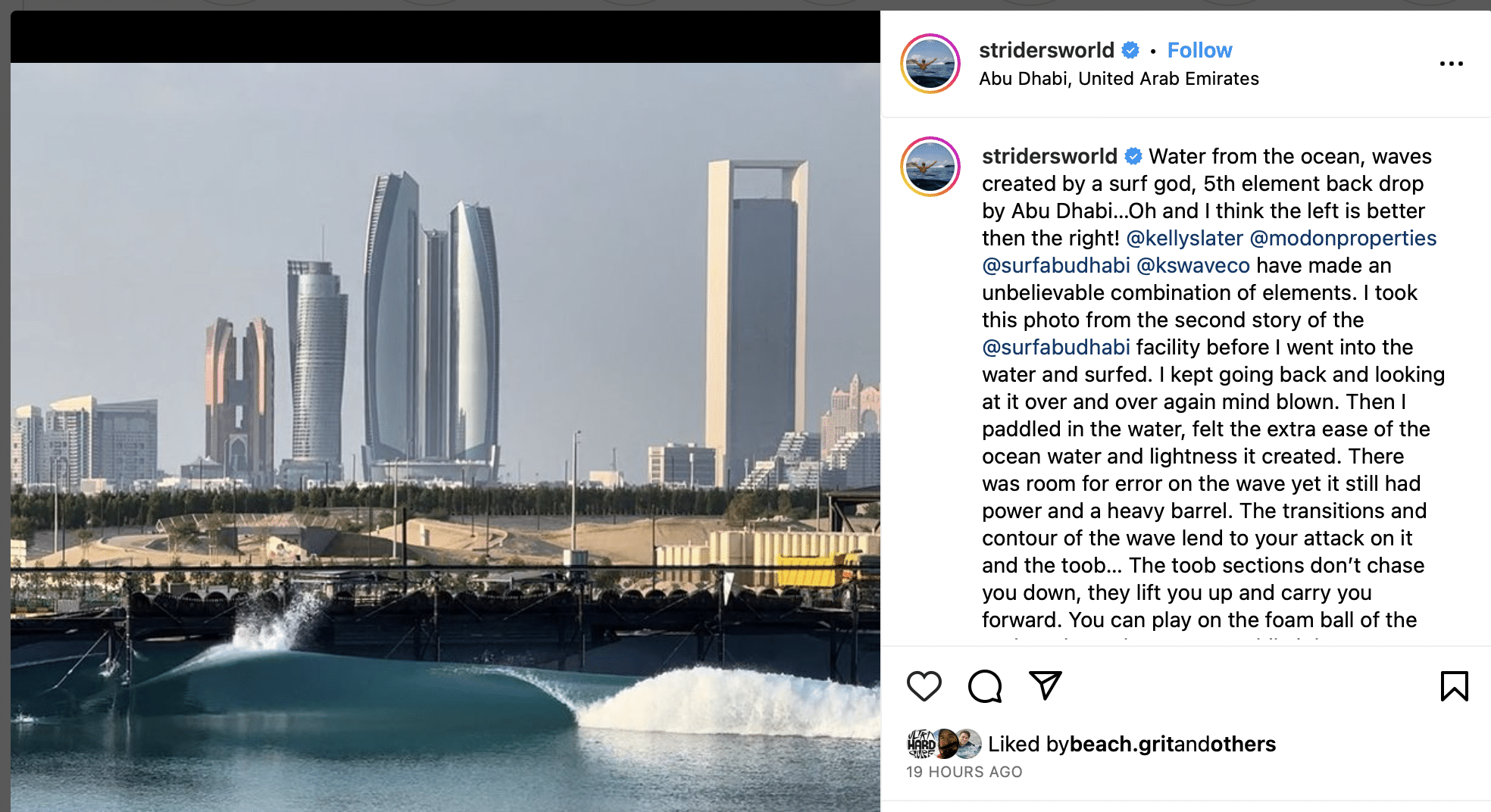 Strider Wasilewski at Kelly Slater wavepool in Abu Dhabi.