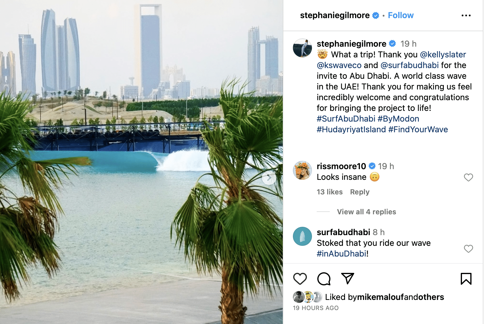 Stephanie Gilmore at Kelly Slater wave pool in Abu Dhabi.