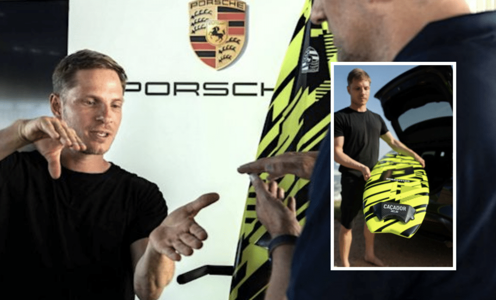 Sebastian Steudtner designing surfboards with Porsche