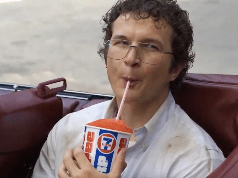 (Trigger warning for World Surf League execs) Actor drinking from straw. Photo: Stranger Things