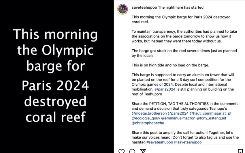 Teahupoo reef destroyed Instagram post