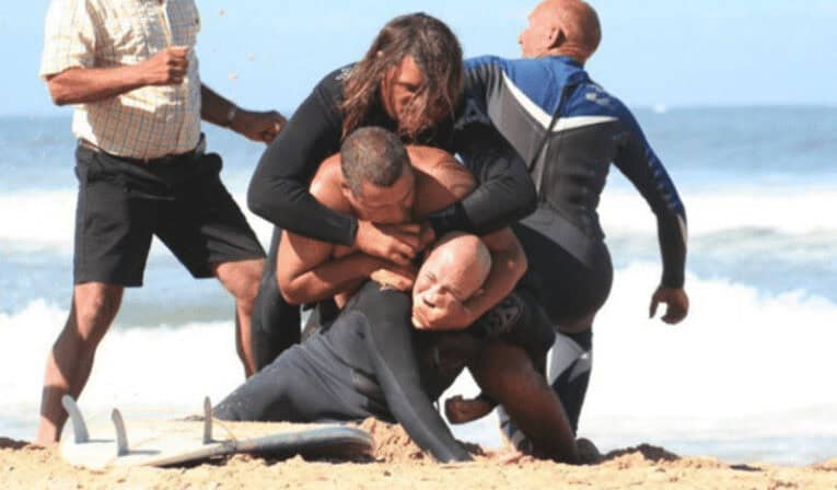 Australian surfers reenact a scene from Silver Strand of old.