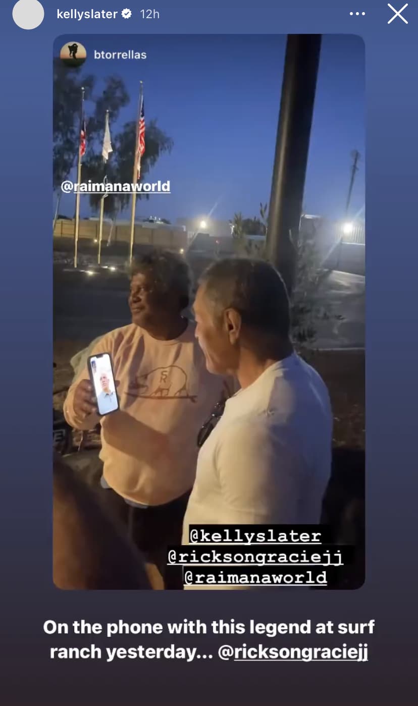 Kelly Slater and Rickson Gracie FaceTime.