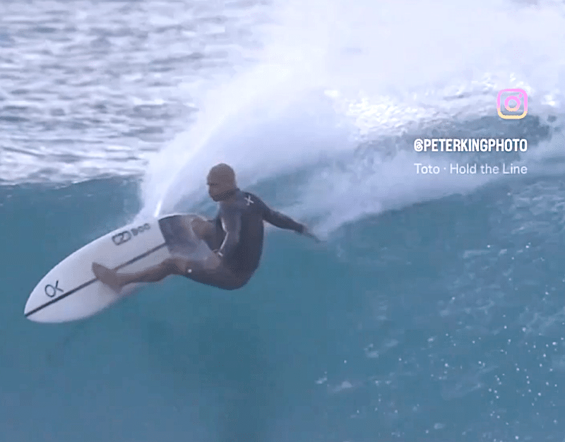 Kelly Slater surfing after hip surgery.