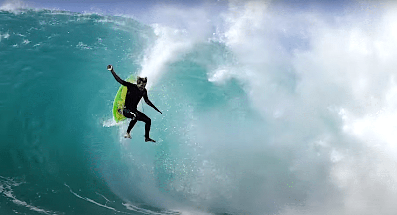 Surfer wipes out at biggest ever Snapper Rocks