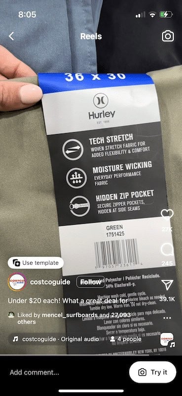 &Quot;Black Friday&Quot; Feared As Costco Begins Selling Hurley Men'S Tech Pant For $19.99 1