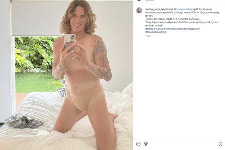 Transgender surfer Sasha Jane Lowerson.