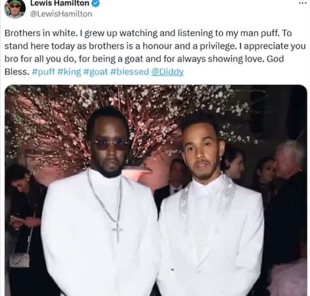 Sean "Diddy" Combs and Lewis Hamilton.