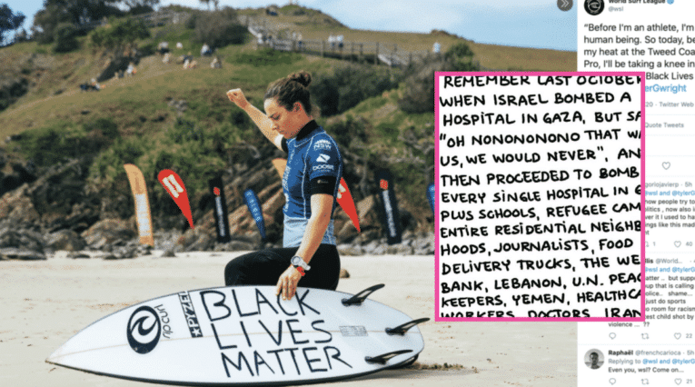 Surf champ Tyler Wright shows solidarity for Palestinian cause despite ongoing fear she’ll be executed under Islamic law