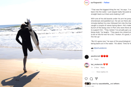 Kai Mckenzie returns to surf after losing leg in a Great White attack