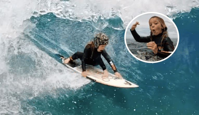 Seven-year-old surf prodigy outshines two-time world champ with fearless performance at Tahiti’s deadly Teahupoo!