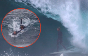 John John Florence, cat among pigeons, while Nathan Florence pushes Ivan into drainer.