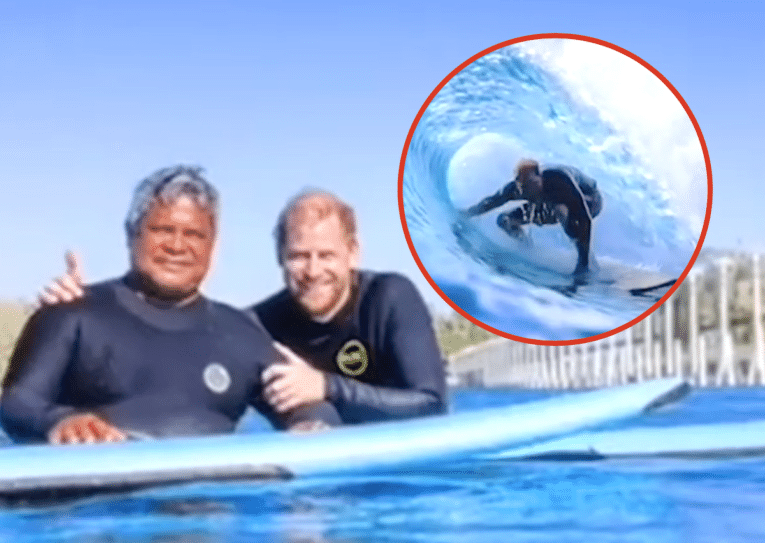 Prince Harry introduces five-year-old son Archie to the Sport of Kings at Kelly Slater’s Surf Ranch