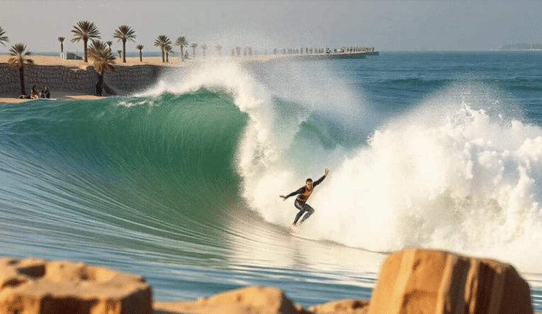 Surfers gape as Bahrain reveals new “Club Hawaii Experience” featuring biggest ever manmade wave!