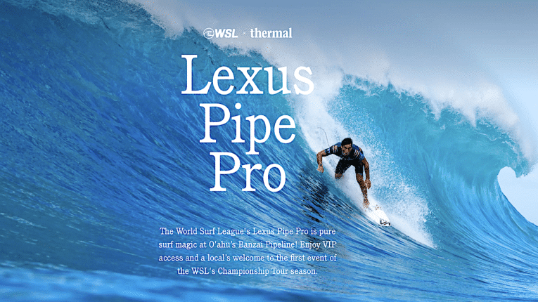 World Surf League reveals $8495 VIP package for upcoming Lexus Pipe Pro!