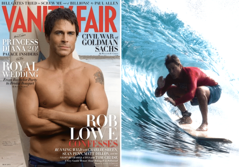 Eyewitness reports hunky actor Rob Lowe a big wave hellman!