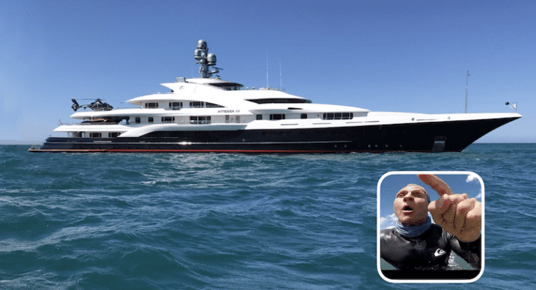 San Diego surfers chant “eat the rich!” after superyacht pulls into harbor