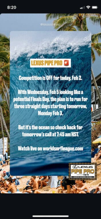 The Curse Of Erik Logan Lurks As World Surf League Forced To Green Light Unfavorable Lexus Pipe Pro (At Some Point) 1