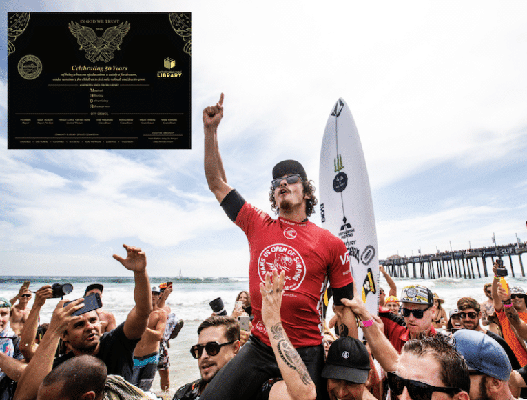 Controversy erupts in Surf City after Huntington Beach unveils “Celebrating 50 years of MAGA” plaque for library!