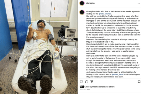 Dion Agius hospitalised with a collapsed lung.
