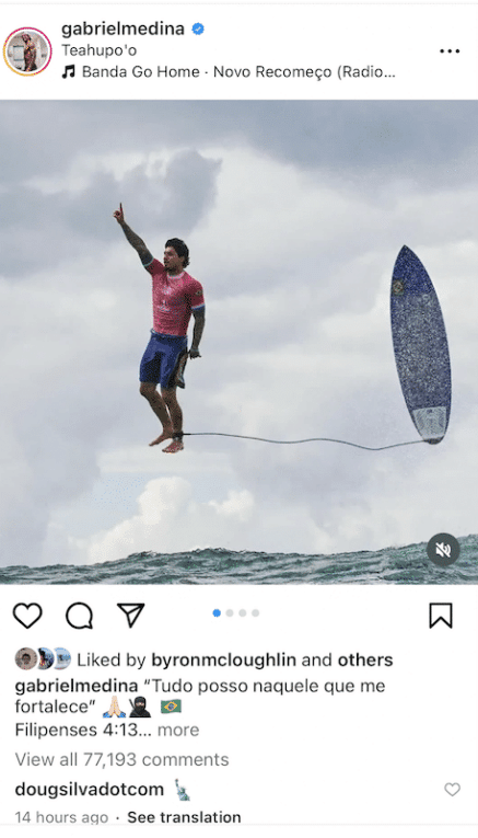 Gabriel Medina's iconic photo from 2024 Summer Olympics 