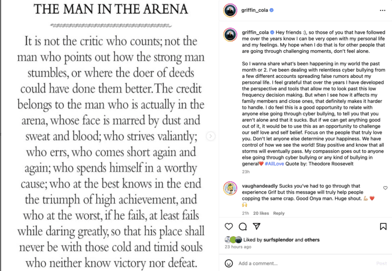 US Olympian Griffin Colapinto invokes ghost of Teddy Roosevelt in war against “relentless cyber-bullying”