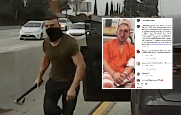 Surfing strongman Johnny Boy Gomes celebrates prison bashing of serial Tesla road rage driver