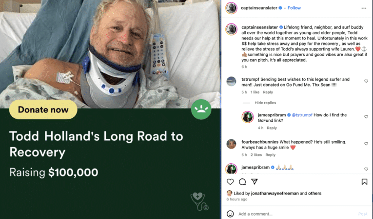 “Baby-faced” 90’s surf star breaks neck, pelvis, back, hip and arm in freak backyard accident