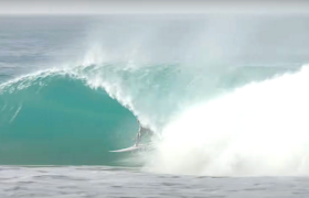 Dylan Graves surfs four-mile wave in Africa.