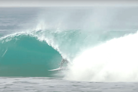 Dylan Graves surfs four-mile wave in Africa.